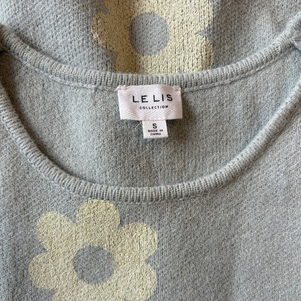 LE LIS Blue Daisy Knit Dress Sleeveless Bodycon Mini Soft Girl Cottagecore Small - Picture 6 of 6
